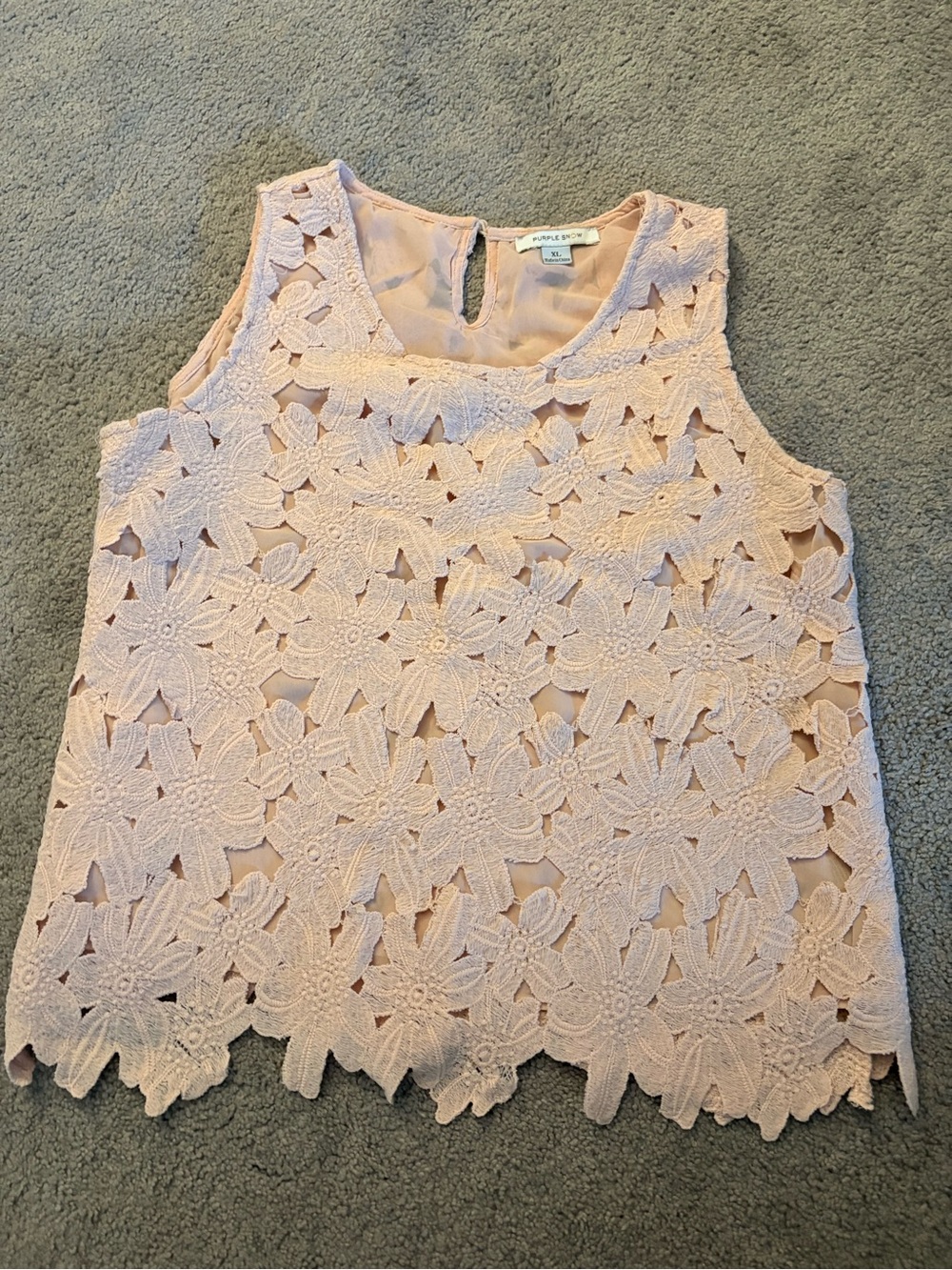 Purple Snow Floral Lace Sleeveless Camisole - Light Pink